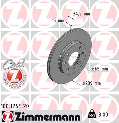 Bremsscheibe ZIMMERMANN 100.1245.20