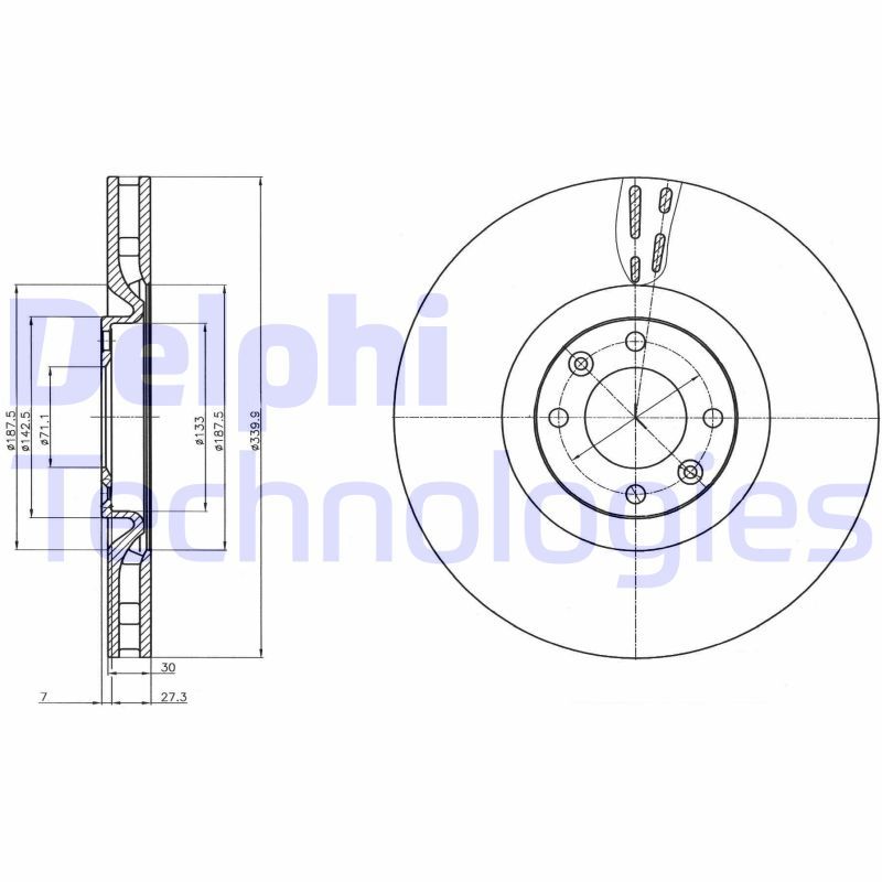 Bremsscheibe DELPHI BG9107C