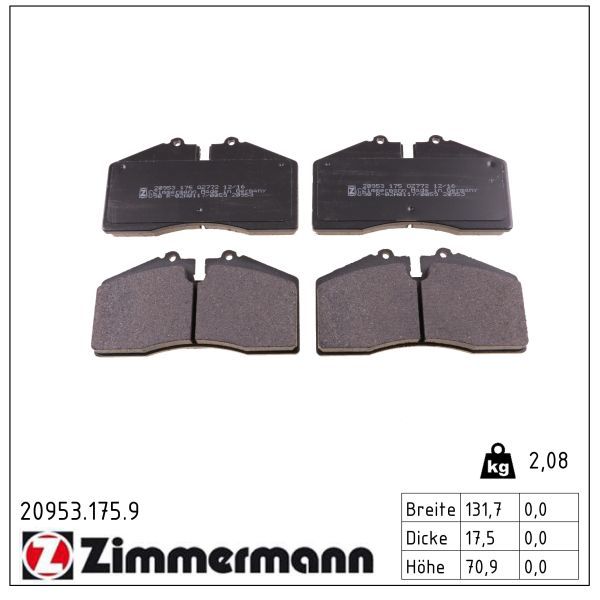 Bremsbelagsatz, Scheibenbremse ZIMMERMANN 20953.175.9