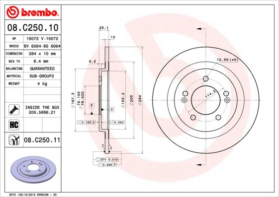 Bremsscheibe BREMBO 08.C250.11