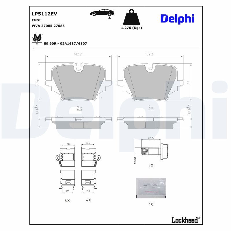 Bremsbelagsatz, Scheibenbremse DELPHI LP5112EV