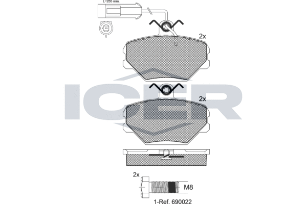 Bremsbelagsatz, Scheibenbremse ICER 180729-700