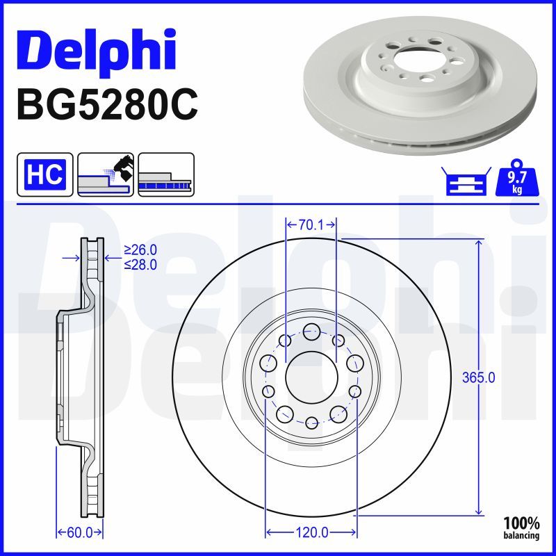 Bremsscheibe DELPHI BG5280C