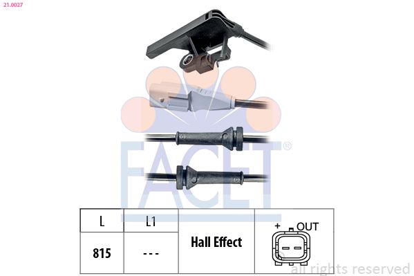 Sensor, Raddrehzahl FACET 21.0027