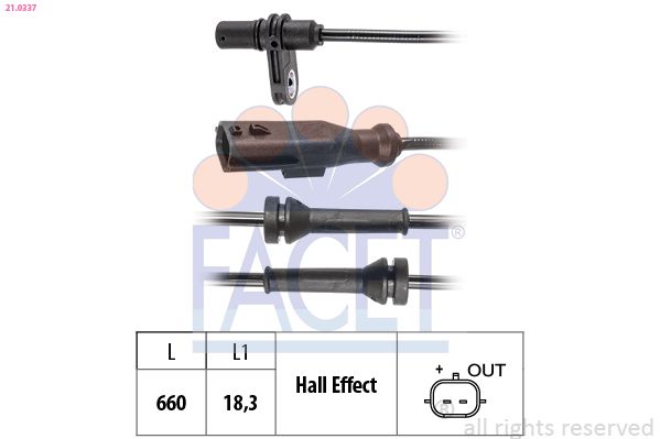 Sensor, Raddrehzahl FACET 21.0337