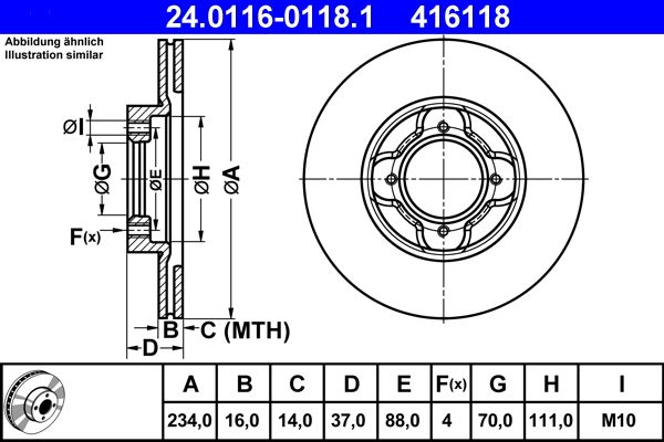 Bremsscheibe ATE 24.0116-0118.1
