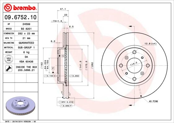 Bremsscheibe BREMBO 09.6752.10