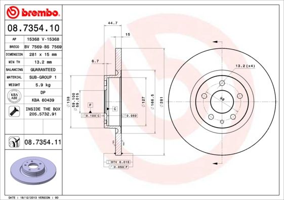 Bremsscheibe BREMBO 08.7354.10