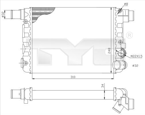 Kühler, Motorkühlung TYC 709-0009