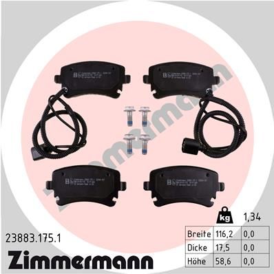 Bremsbelagsatz Bremsbeläge ZIMMERMANN 23883.175.1