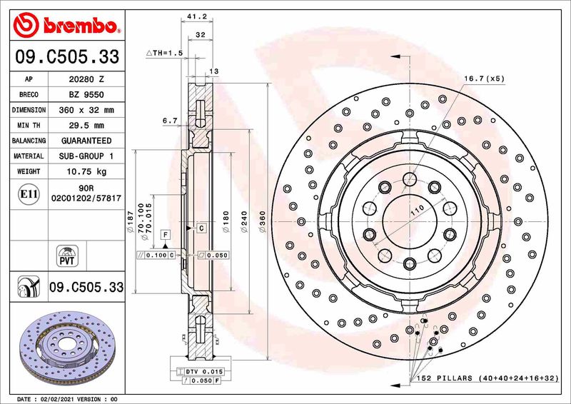 Bremsscheibe BREMBO 09.C505.33