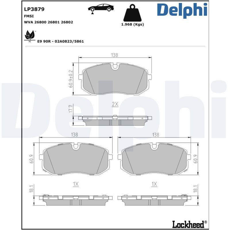 Bremsbelagsatz, Scheibenbremse DELPHI LP3879