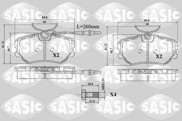 Bremsbelagsatz, Scheibenbremse SASIC 6210063