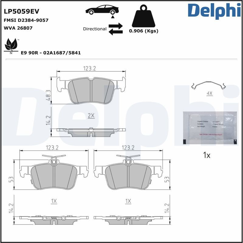 Bremsbelagsatz, Scheibenbremse DELPHI LP5059EV