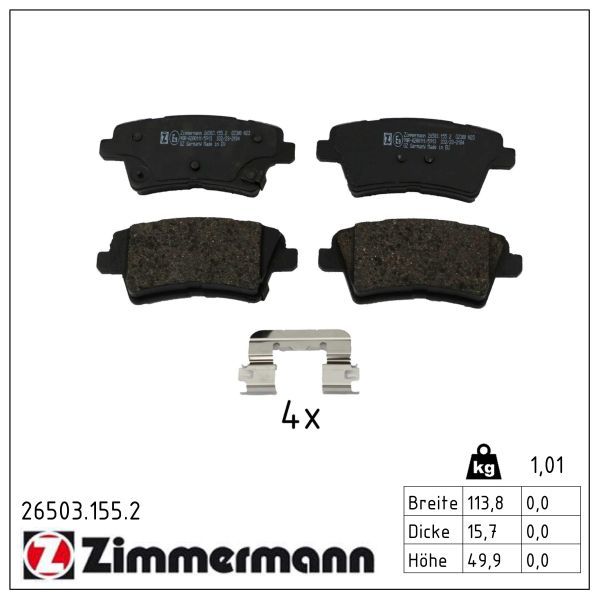 Bremsbelagsatz, Scheibenbremse ZIMMERMANN 26503.155.2