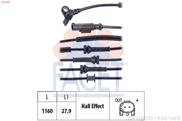 Sensor, Raddrehzahl FACET 21.0161