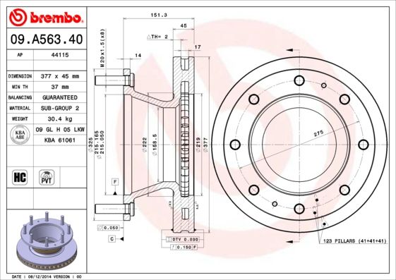 Bremsscheibe BREMBO 09.A563.40