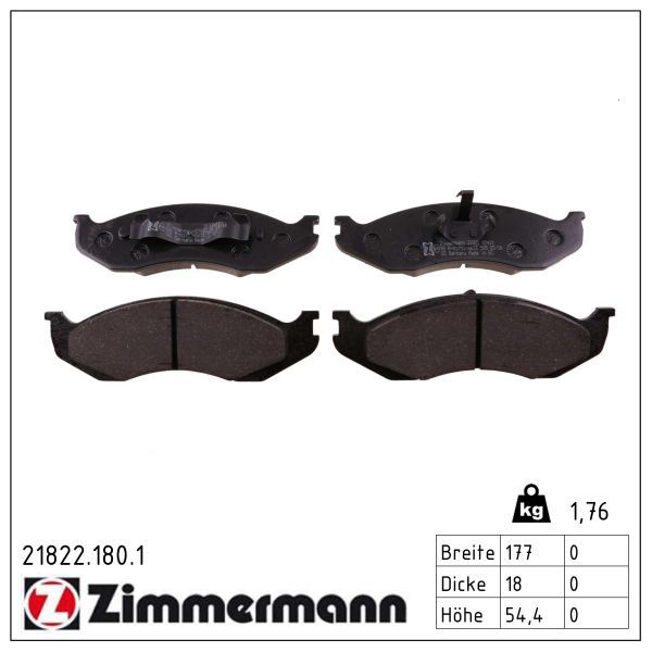 Bremsbelagsatz, Scheibenbremse ZIMMERMANN 21822.180.1
