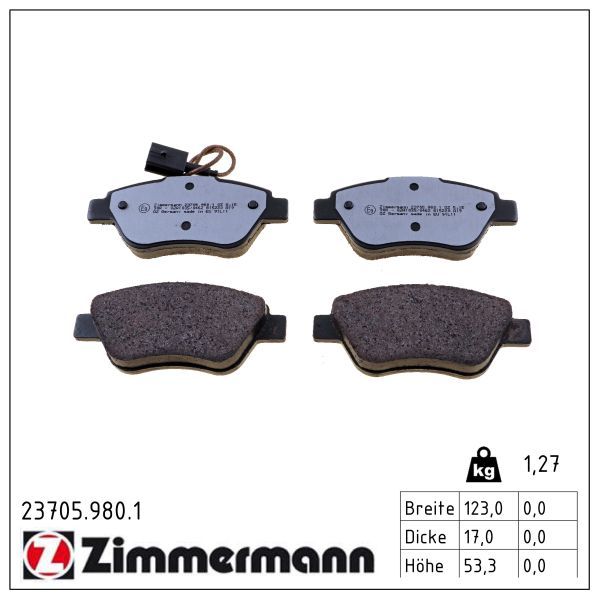 Bremsbelagsatz, Scheibenbremse ZIMMERMANN 23705.980.1