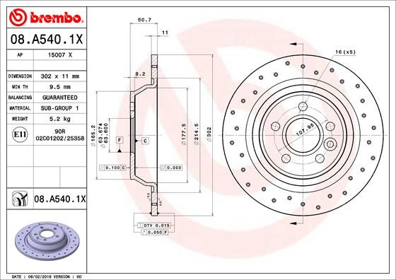 Bremsscheibe BREMBO 08.A540.1X