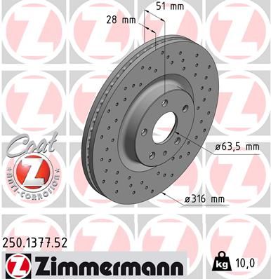 Bremsscheibe ZIMMERMANN 250.1377.52