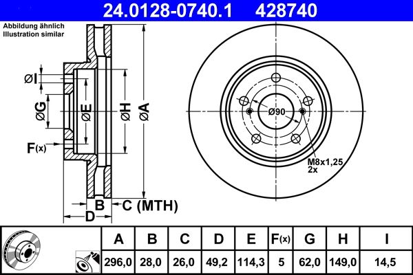 Bremsscheibe ATE 24.0128-0740.1