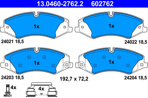 Bremsbelagsatz, Scheibenbremse ATE 13.0460-2762.2
