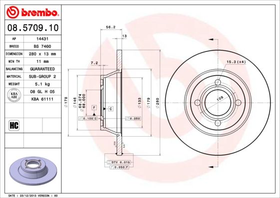 Bremsscheibe BREMBO 08.5709.10