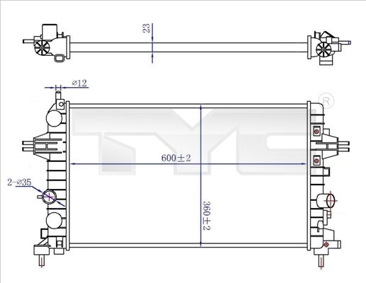 Kühler, Motorkühlung TYC 725-0036-r