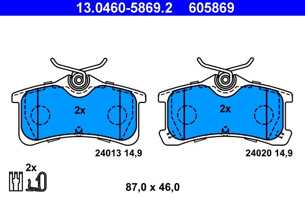 Bremsbelagsatz, Scheibenbremse ATE 13.0460-5869.2