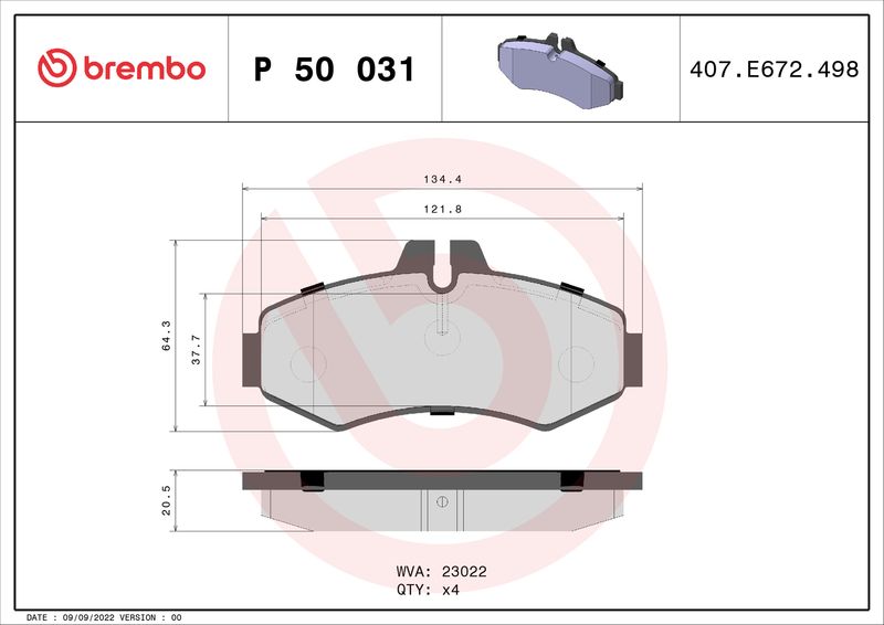 Bremsbelagsatz, Scheibenbremse BREMBO P 50 031