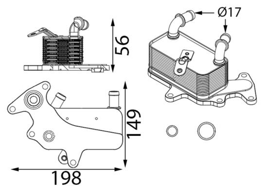 Ölkühler, Automatikgetriebe MAHLE CLC444000S