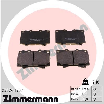 Bremsbelagsatz Bremsbeläge ZIMMERMANN 23524.175.1