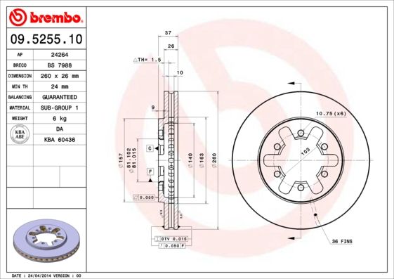 Bremsscheibe BREMBO 09.5255.10