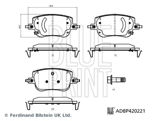 Bremsbelagsatz, Scheibenbremse BLUE PRINT ADBP420221