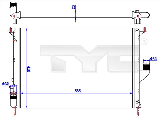 Kühler, Motorkühlung TYC 728-0057