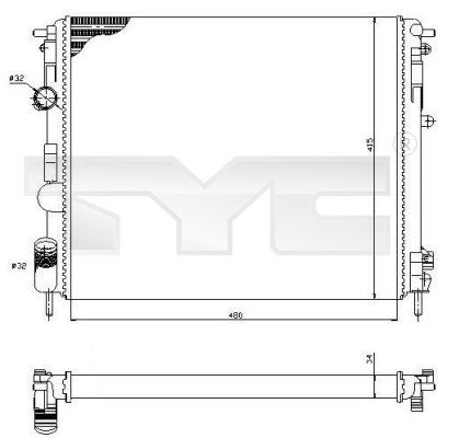 Kühler, Motorkühlung TYC 728-0053