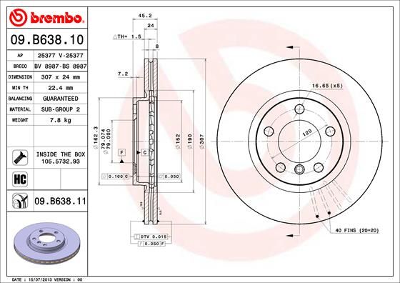 Bremsscheibe BREMBO 09.B638.11