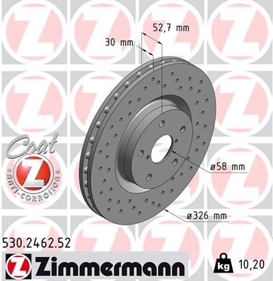 Bremsscheibe ZIMMERMANN 530.2462.52