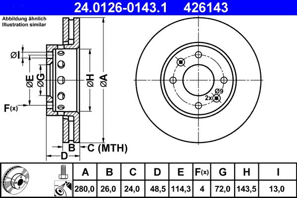 Bremsscheibe ATE 24.0126-0143.1