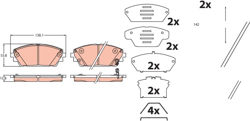 Bremsbelagsatz Bremsbeläge TRW GDB2456