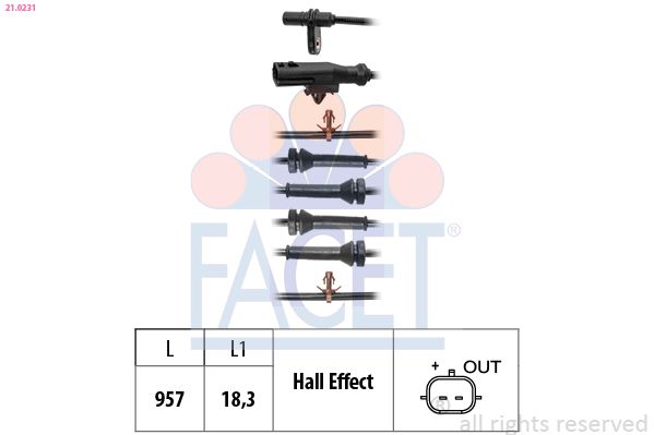 Sensor, Raddrehzahl FACET 21.0231