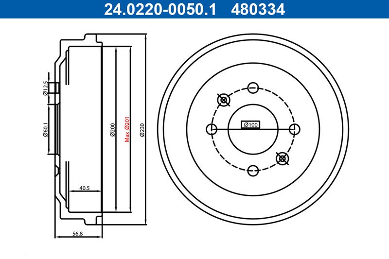 Bremstrommel Ate 24.0220-0050.1
