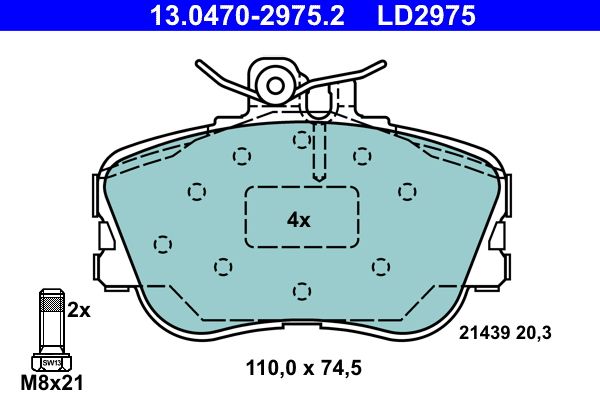 Bremsbelagsatz Bremsbeläge Ate 13.0470-2975.2