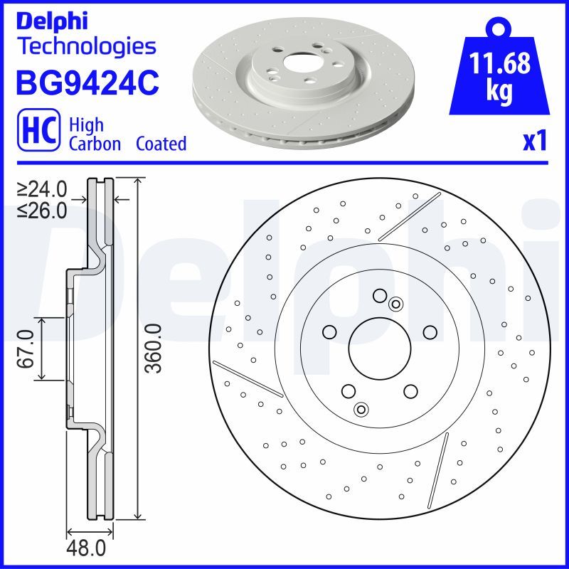 Bremsscheibe DELPHI BG9424C