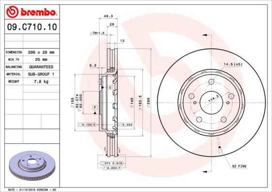 Bremsscheibe BREMBO 09.c710.11