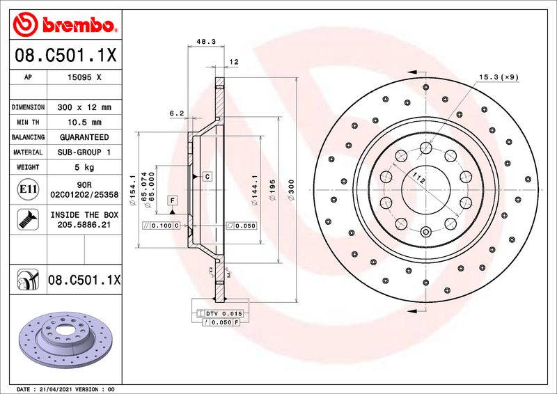 Bromsskiva BREMBO 08.C501.1X