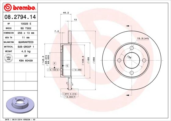 Bremsscheibe BREMBO 08.2794.14