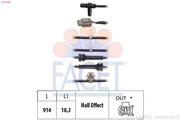 Sensor, Raddrehzahl FACET 21.0244