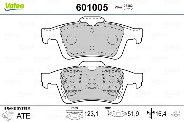 Bremsbelagsatz, Scheibenbremse VALEO 601005
